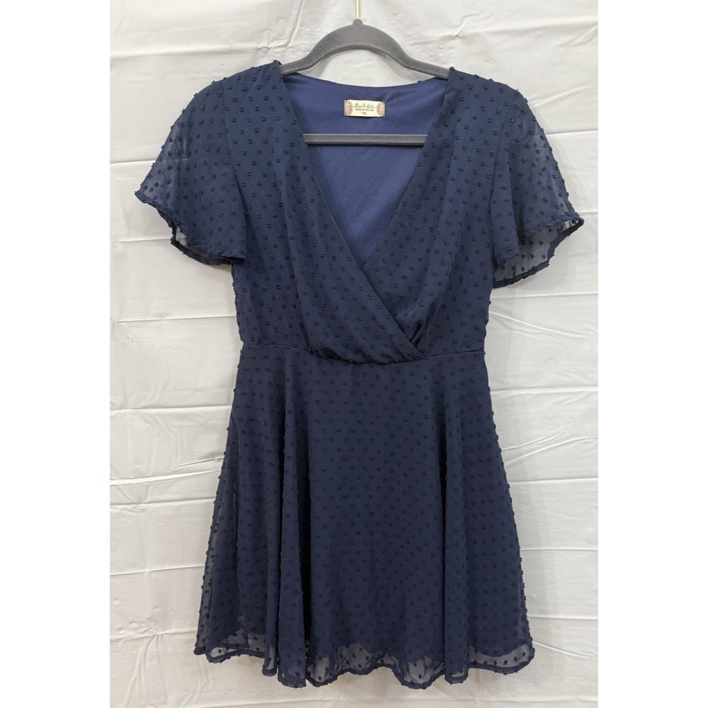 Altar'd State Mini Dress Babydoll Flutter Short Sleeves Navy Size XS‎ Lined